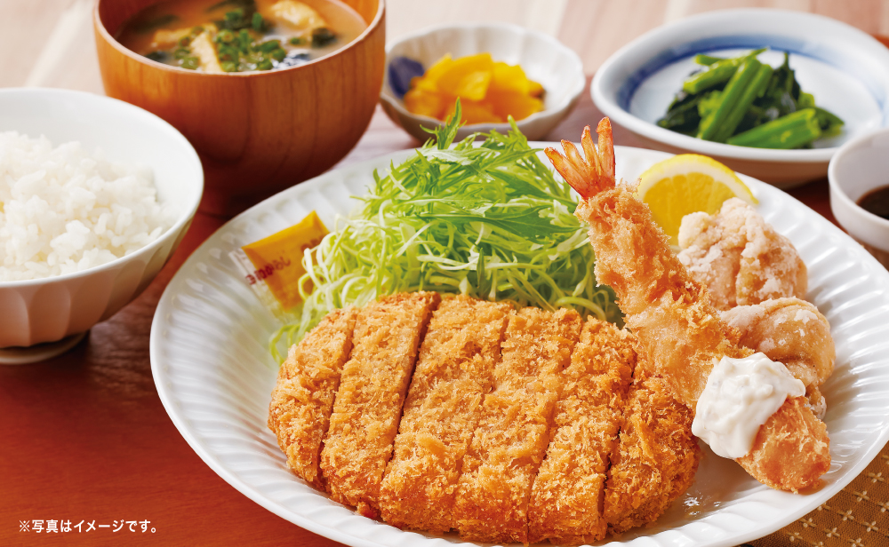 ロースかつの特選バラエティフライ定食
