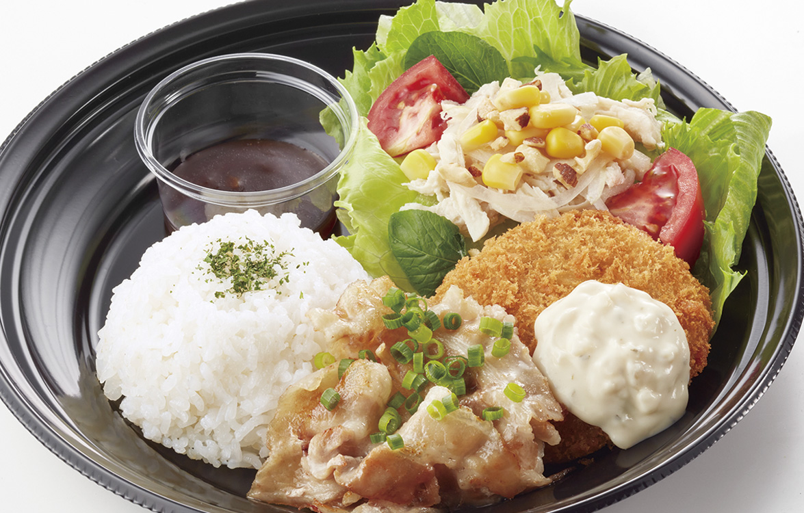 カフェプレートランチ（金曜日）焼きしゃぶとポテトコロッケ＆蒸し鶏サラダ
