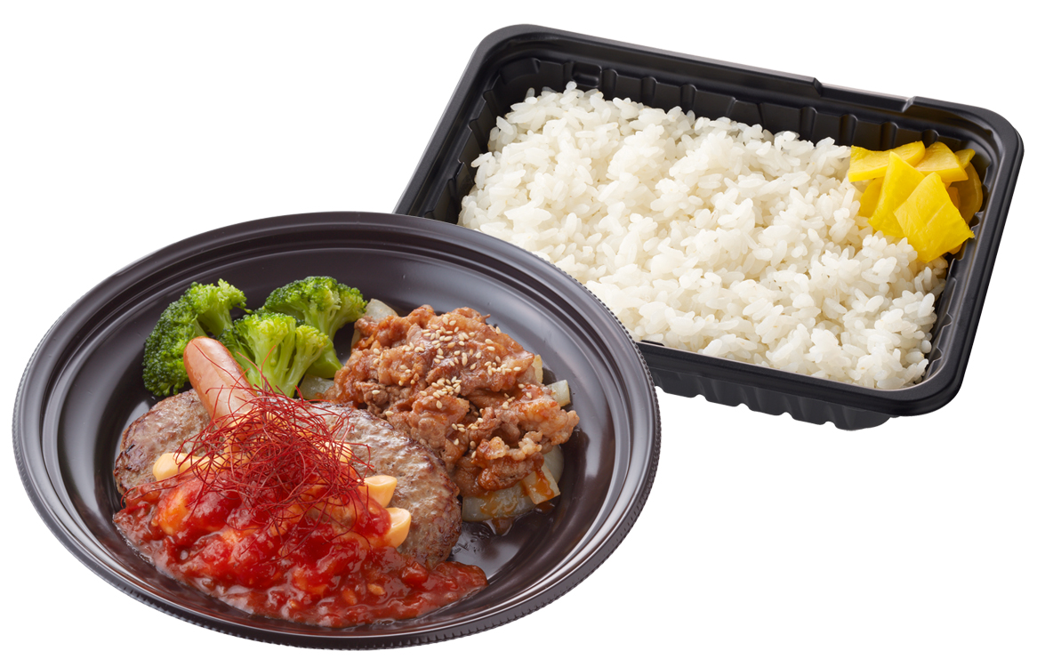 2026年7月14日（火）15時販売開始！「炭治郎（たんじろう）の炎舞ハンバーグ＆義勇（ぎゆう）の水面斬り牛焼肉弁当」