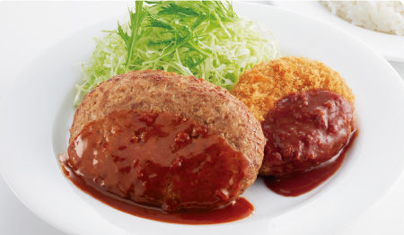デミグラスハンバーグ＆ポテトコロッケ