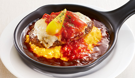 とろっと玉子のオムライス＆チーズハンバーグ